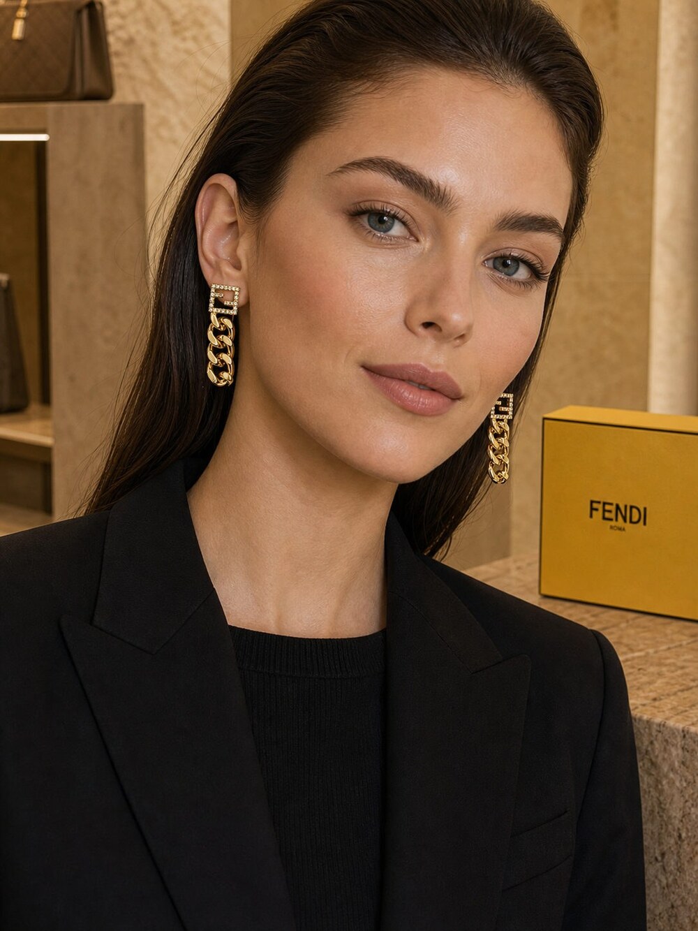 Fendi Modern Designer Earrings Style 4 | New with Box - Picture 9 of 9